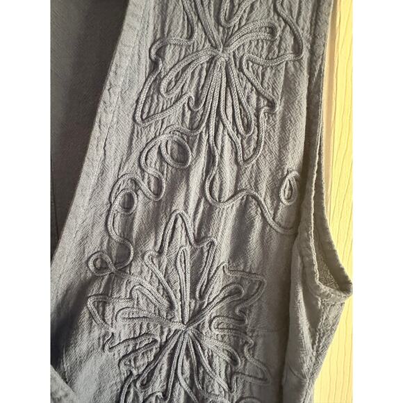 Soft Surroundings Cotton EmbroideredWrap Dress Blue Size Medium - Picture 4 of 8